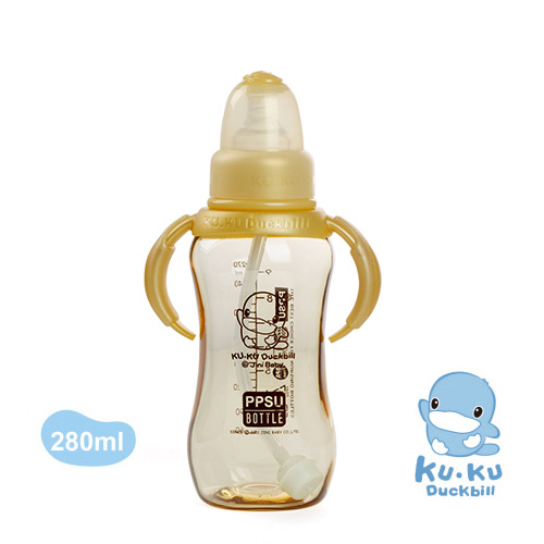 Bình sữa cổ thường nhựa ppsu có tay cầm kuku ku5844 - 280ml
