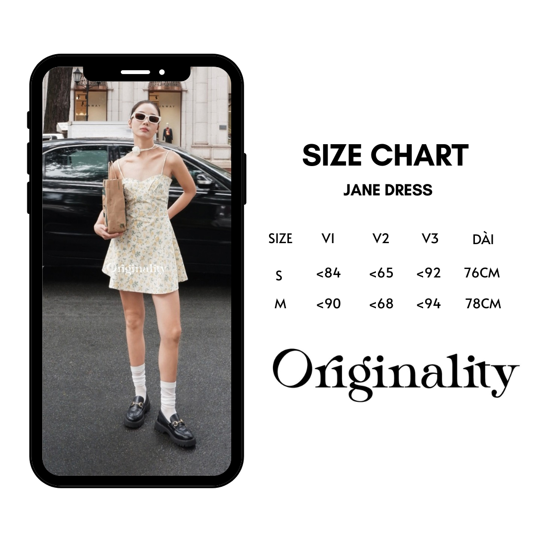 ORIGINALITY - ĐẦM MINI HAI DÂY HOA VÀNG - JANE DRESS