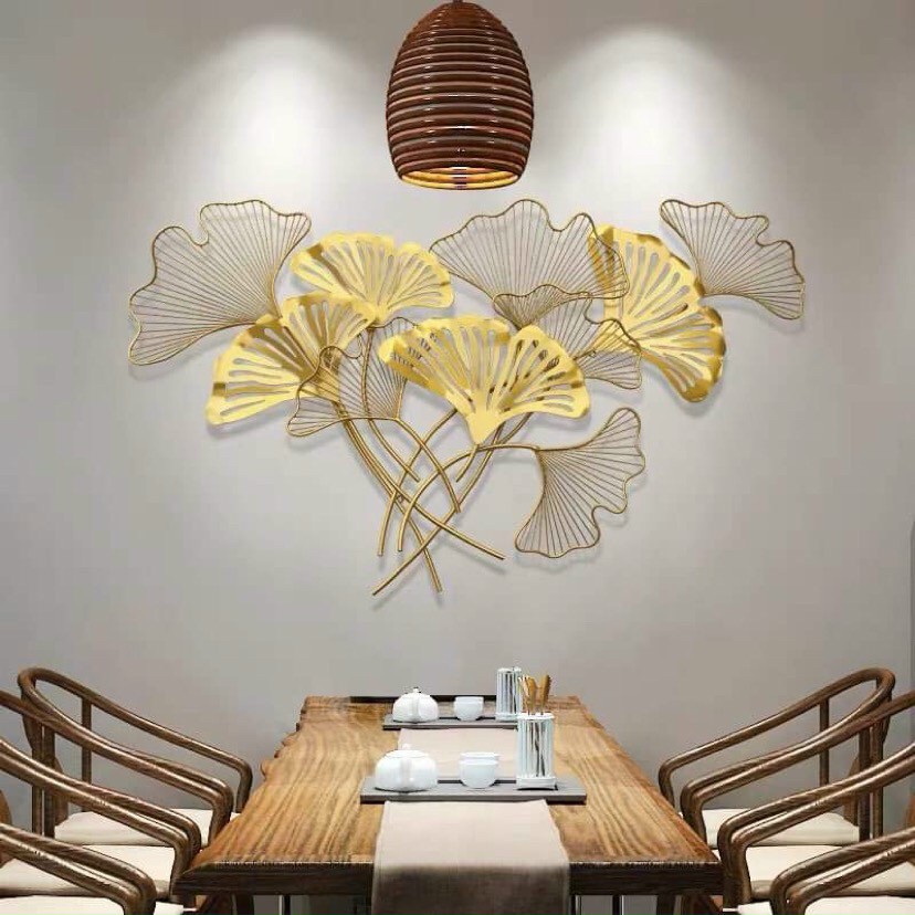 Tranh sắt treo tường nghệ thuật, tranh decor trang trí lá gingko mã 2042