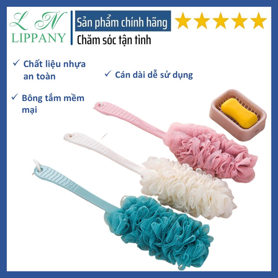 Cây Cọ Lưng Cán Dài Chà Lưng Tẩy Da Chết Siêu Sạch, Bông Tắm Có Cán Dài Tiện Dụng