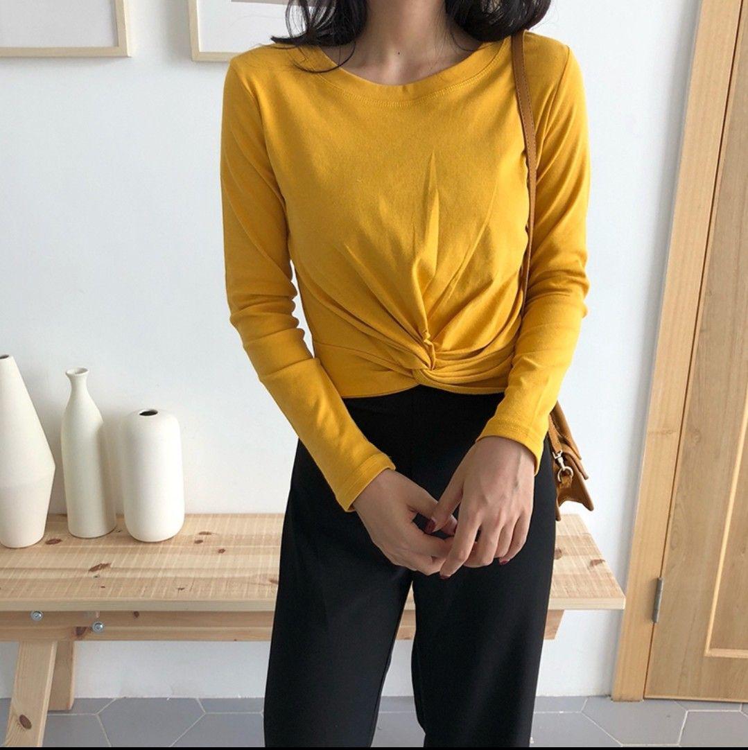 Áo thun tay dài xoắn eo, chất lụa đẹp mê 1142A11-2