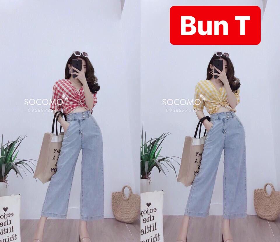 QUẦN BAGGY JEAN NỮ CHẤT BÒ 2 CÚC CHÉO LOE ỐNG RỘNG LƯNG CAO NÂNG MÔNG NHẬT BẢN UNIQUILO T&T-035 - TRANGBUN FASHION
