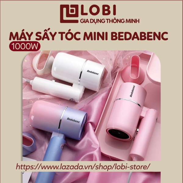 Máy sấy tóc mini Bedabenc 1000W máy sấy tóc 2 chiều nóng lạnh có thể gấp gọn tiện lợi Lobi Store giá rẻ