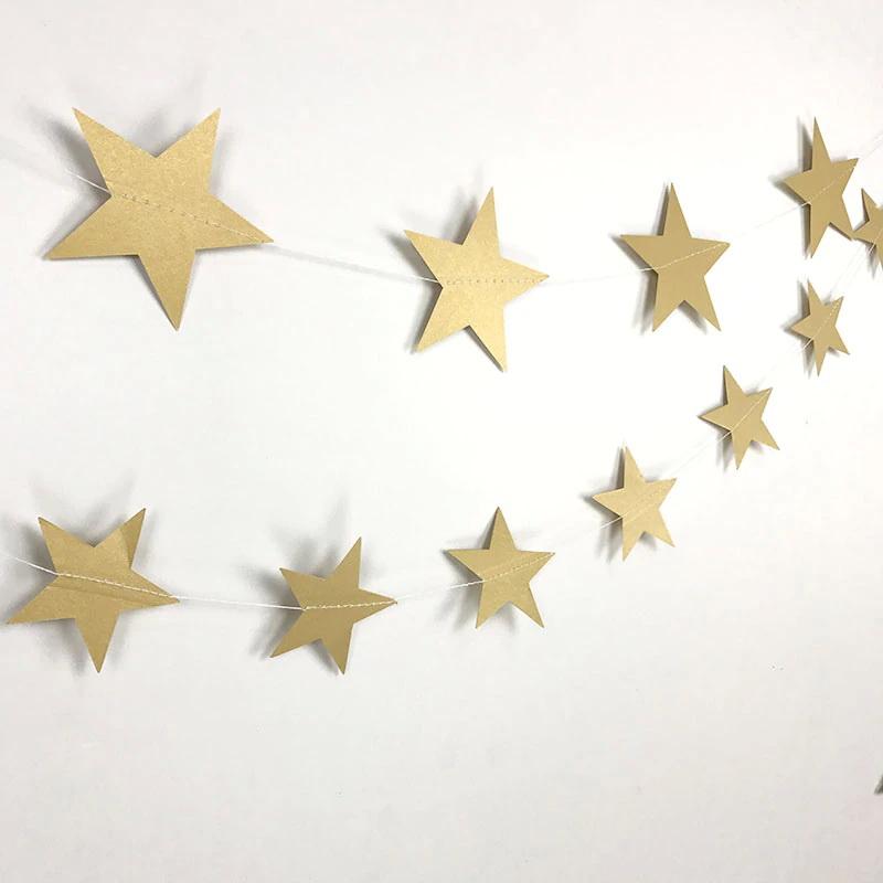 [HCM]Dây garland ép kim ngôi sao trang trí màu bạc vàng gold