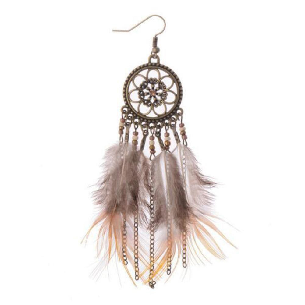 [HCM]Khuyên tai lông vũ hình dreamcatcher - phong cách boho