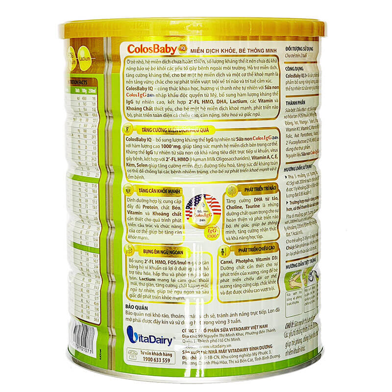 Sữa Non Colos Baby IQ 2+ 800gr