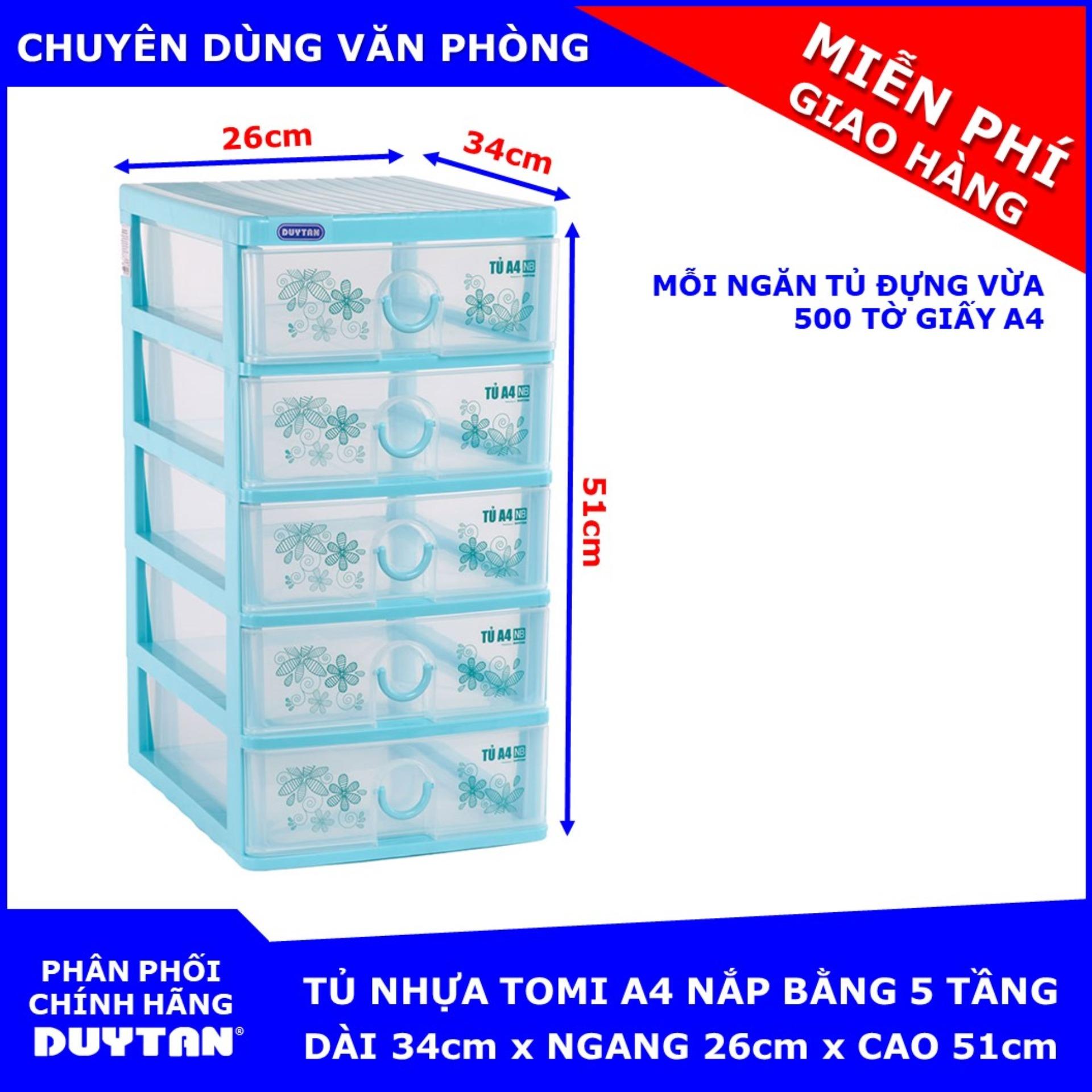 Tủ nhựa Duy Tân TOMI A4 NB 5 tầng (Xanh Dương) chuyên dụng đựng vừa khổ giấy A4