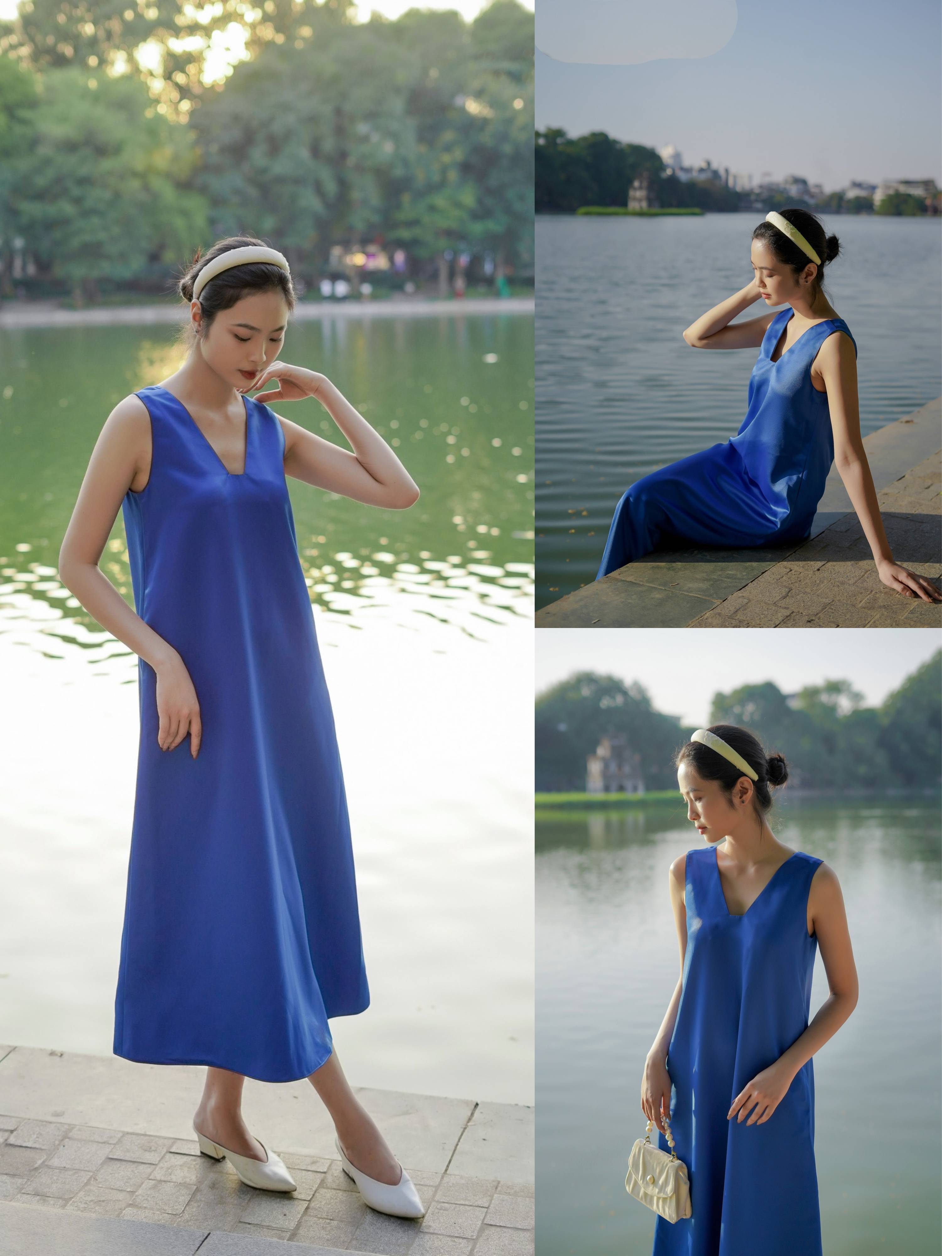 Đầm dài basic cách điệu cổ Mauve Luxe dress