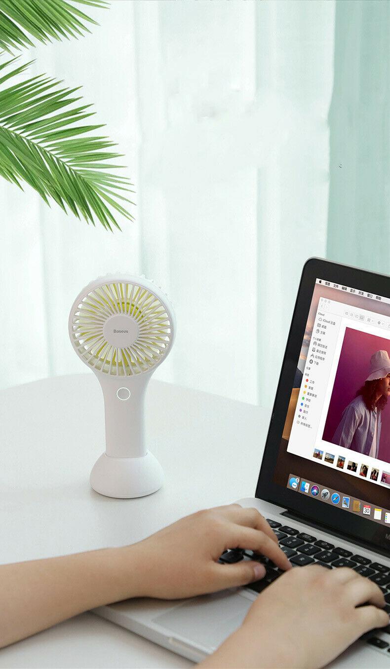 Quạt mini cầm tay pin sạc Baseus Firefly Mini Fan LV491 (Portable Rechargeable Mini USB Hand Fan) 3-Tốc Độ Có Thể Điều Chỉnh Cho Sinh Viên nhân viên văn phòng