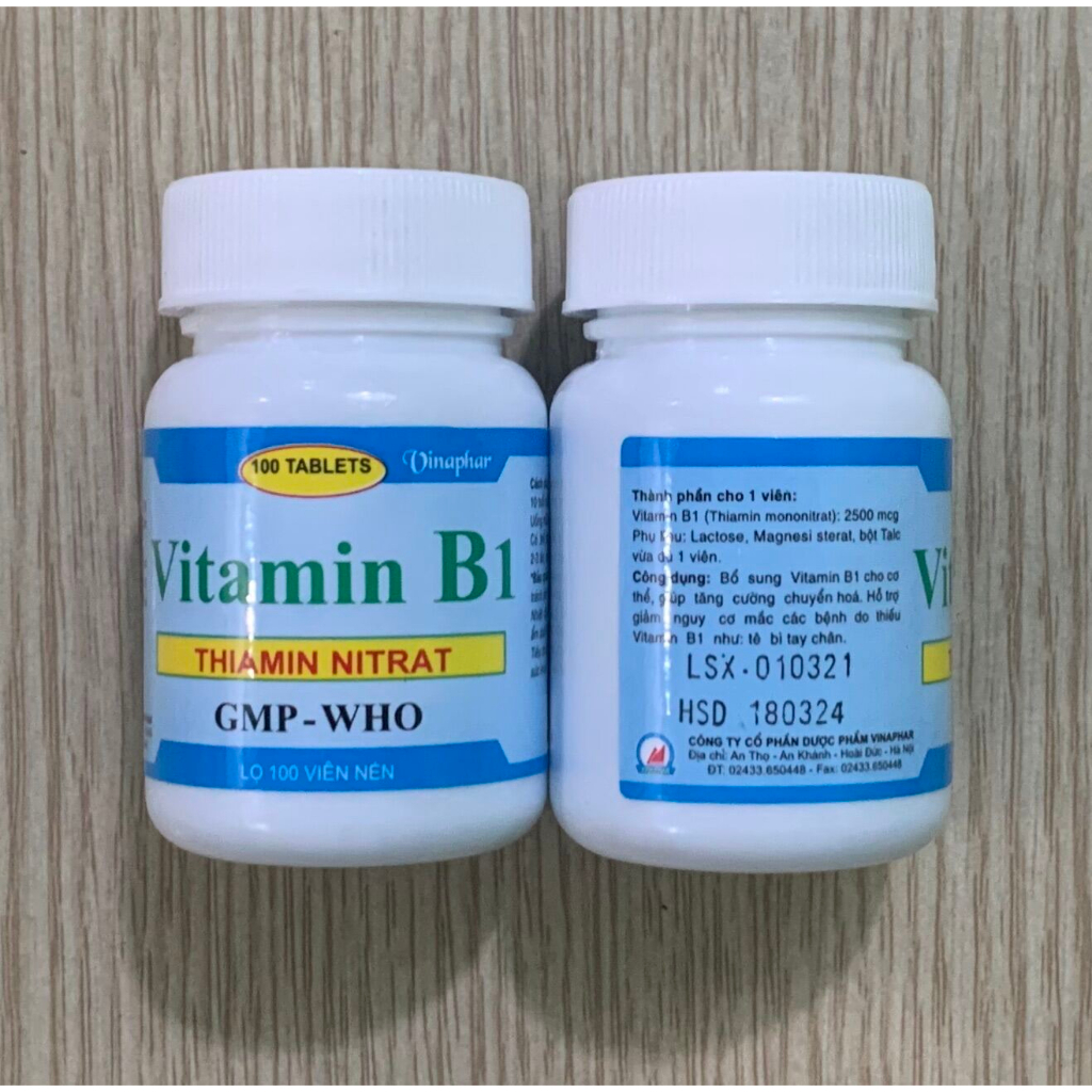 Vitamin B1 Vinaphar màu xanh Lọ 100 viên