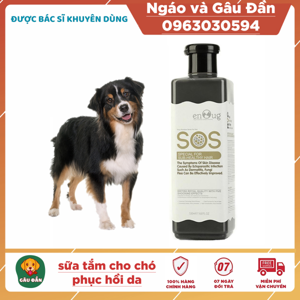 Sữa tắm cho chó giúp phục hồi lông ngăn ngừa viêm da và tiêu diệt nấm bọ chét SOS 530ml (Đen)