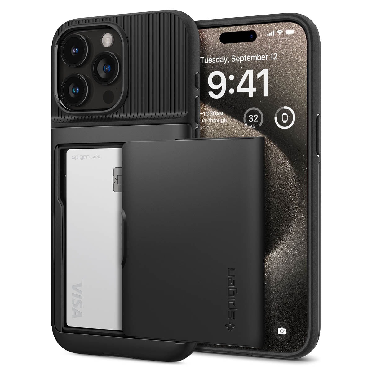 Ốp lưng spigen slim armor cs iphone 15 pro 15 promax - black