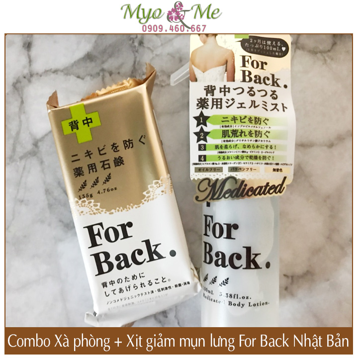 Combo xà phòng & gel xịt mụn lưng For Back giảm mụn, mờ thâm