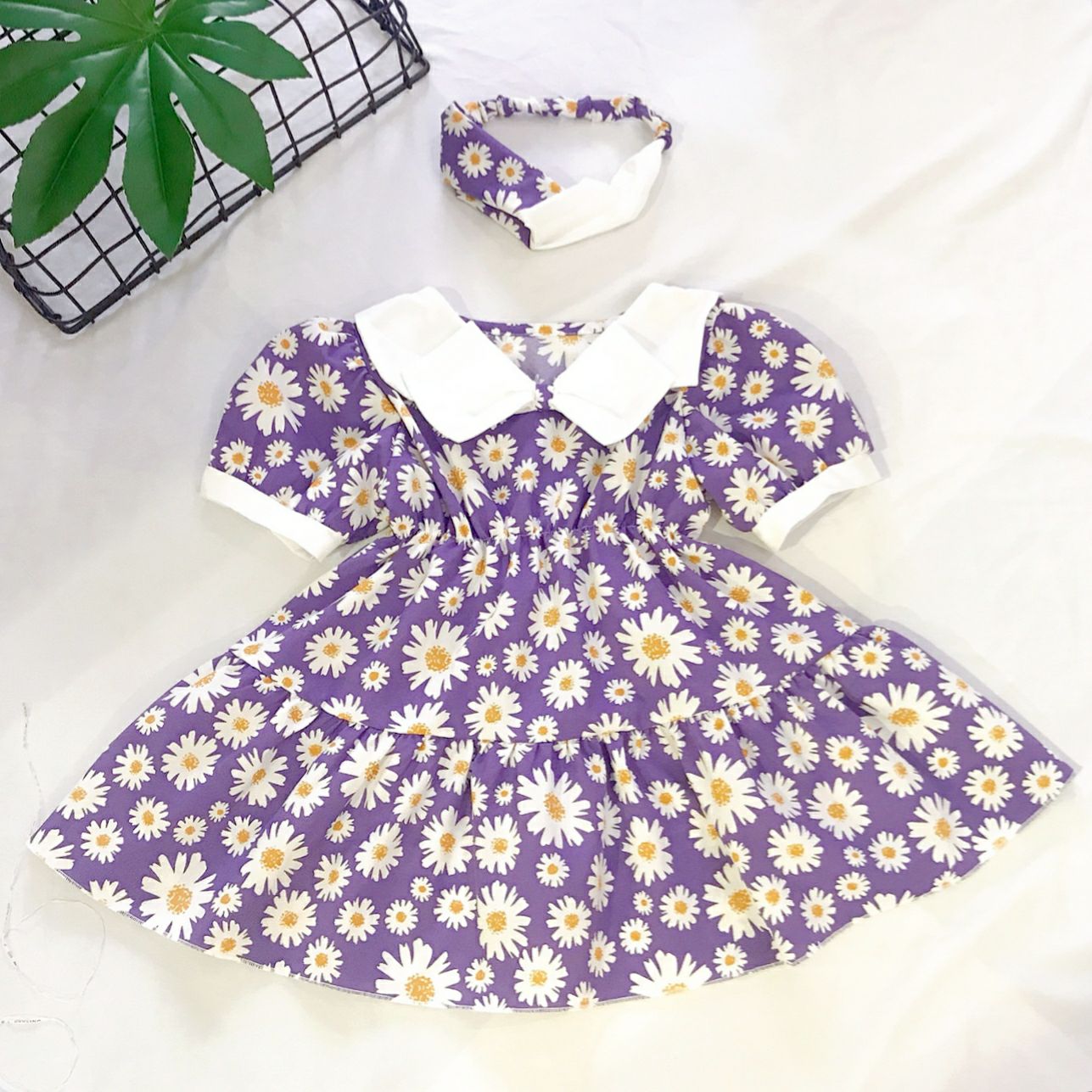 [ CÓ QUÀ TẶNG 💝] Đầm tiểu thư bé gái hoa tím trắng