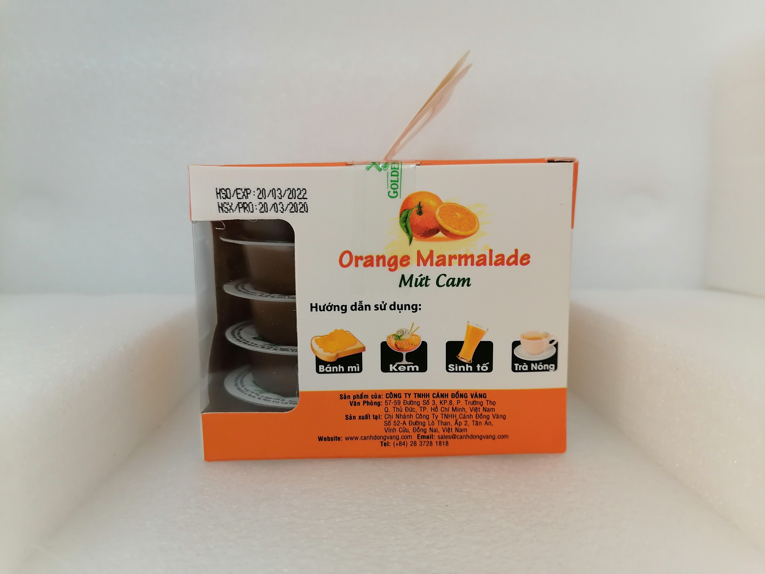 [280g (HỘP VUÔNG)] MỨT CAM [VN] GOLDEN FARM Orange Marmalade Jam (bph-hk)