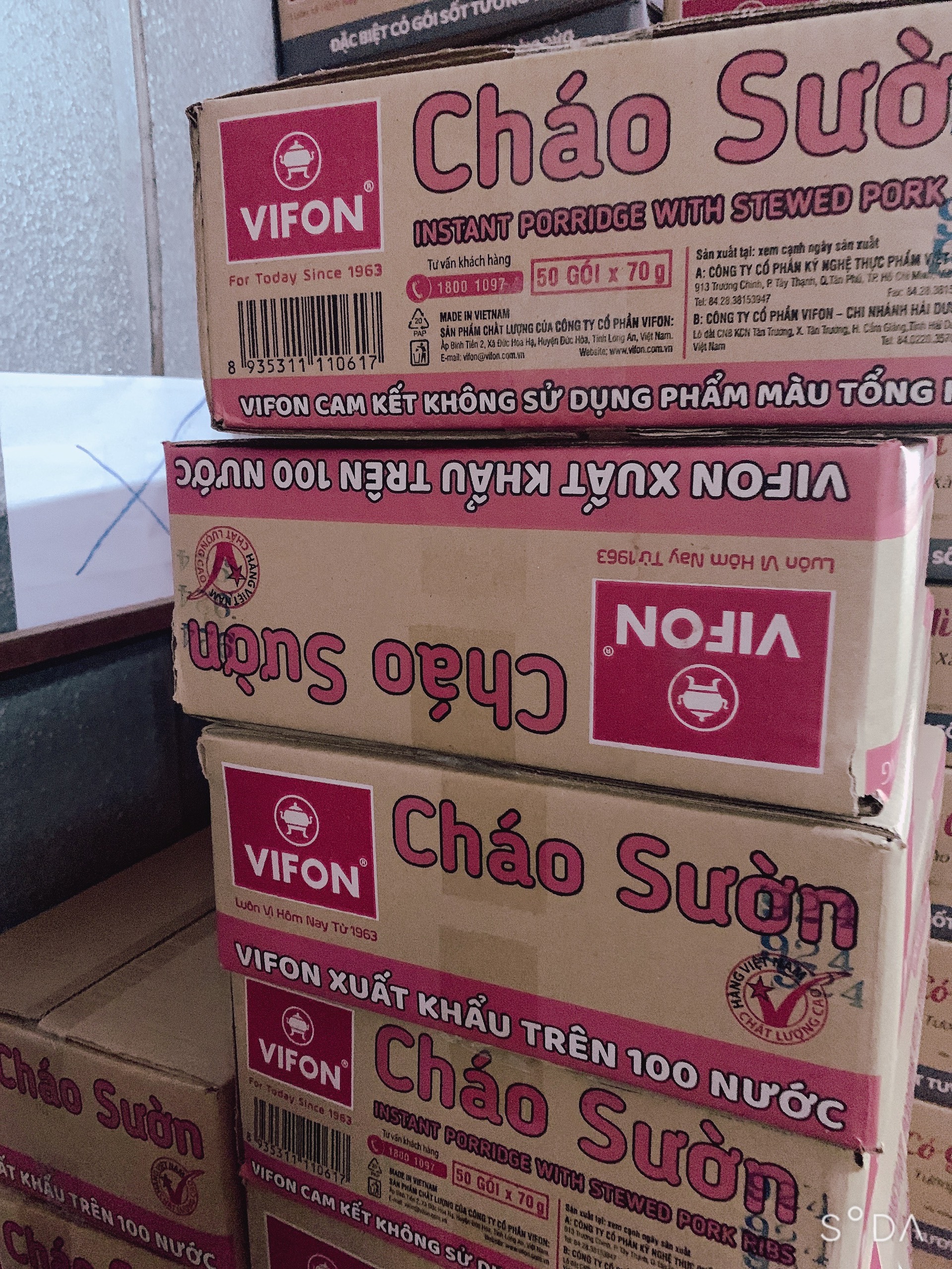 Thùng 50 Gói Cháo Sườn Vifon 70g/Gói