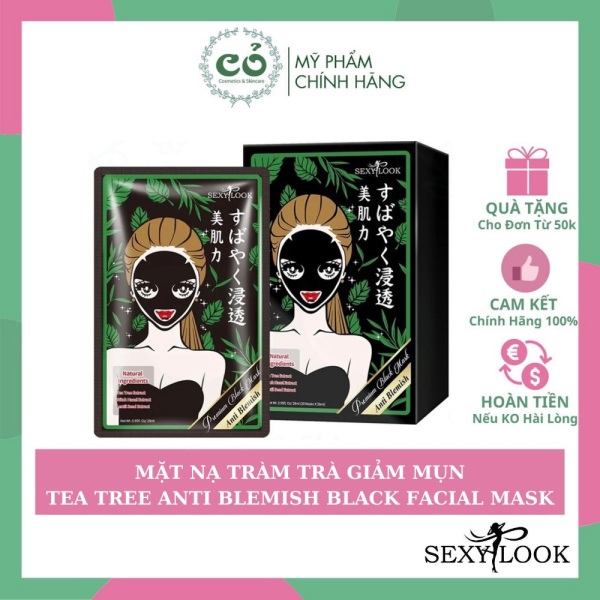 Mặt Nạ Tràm Trà Kiểm Soát Dầu & Mụn Sexylook Tea Tree Anti Blemish Black Facial Mask nhập khẩu