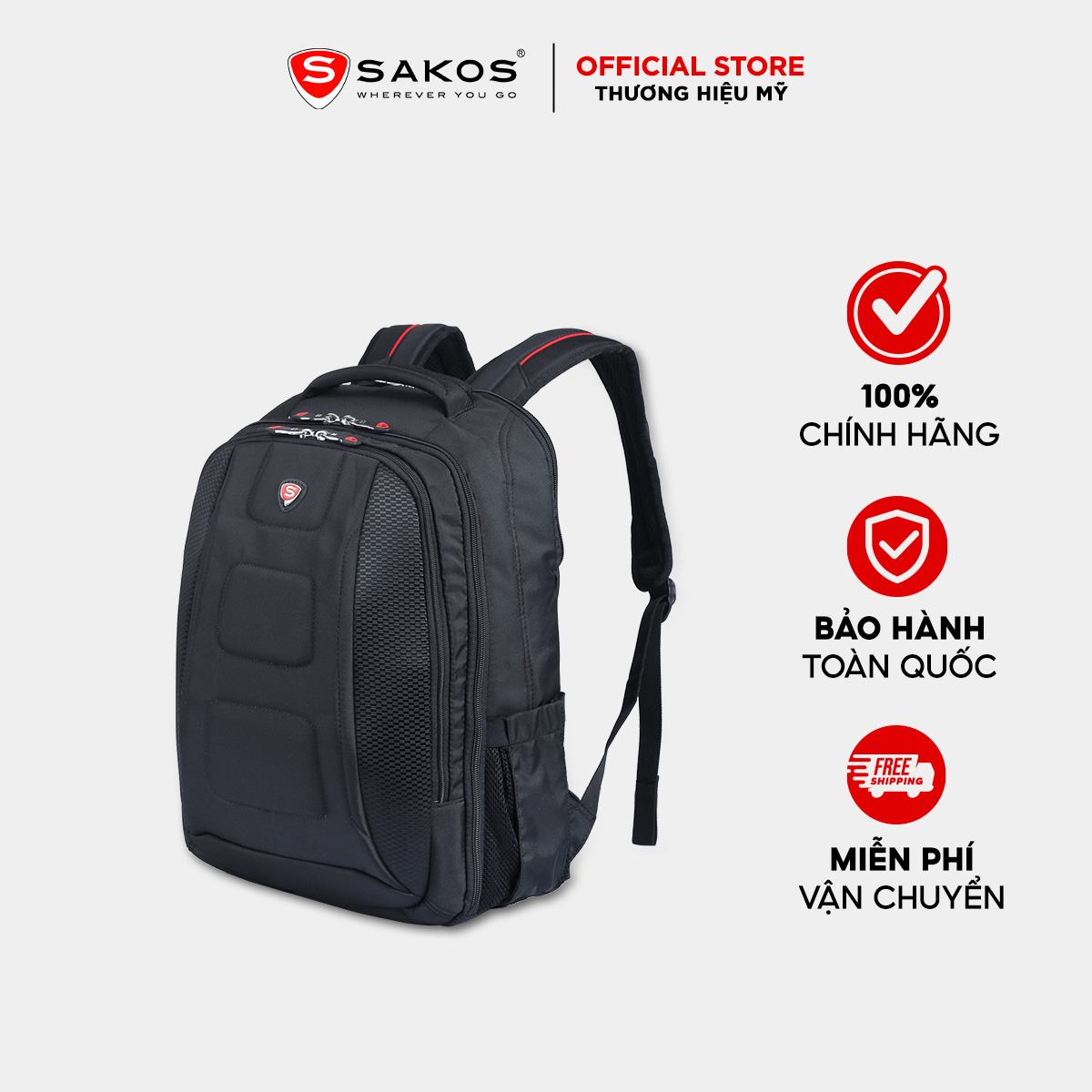 Balo laptop SAKOS CYBER 15.6 inch form cứng cáp, hiện đại, đựng gọn cả thế giới