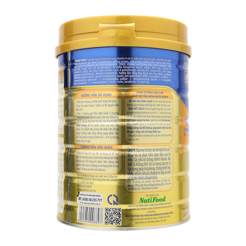 [Hoàn tiền 12%] Sữa Bột Riso Opti Gold 4 850g