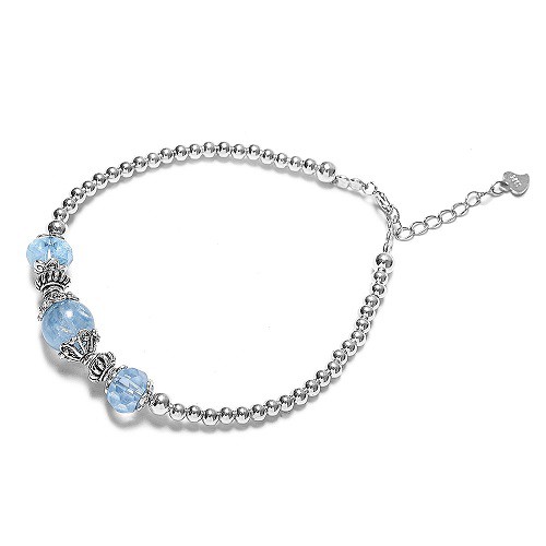 ANCARAT-Vòng tay đá aquamarine phối bi bạc