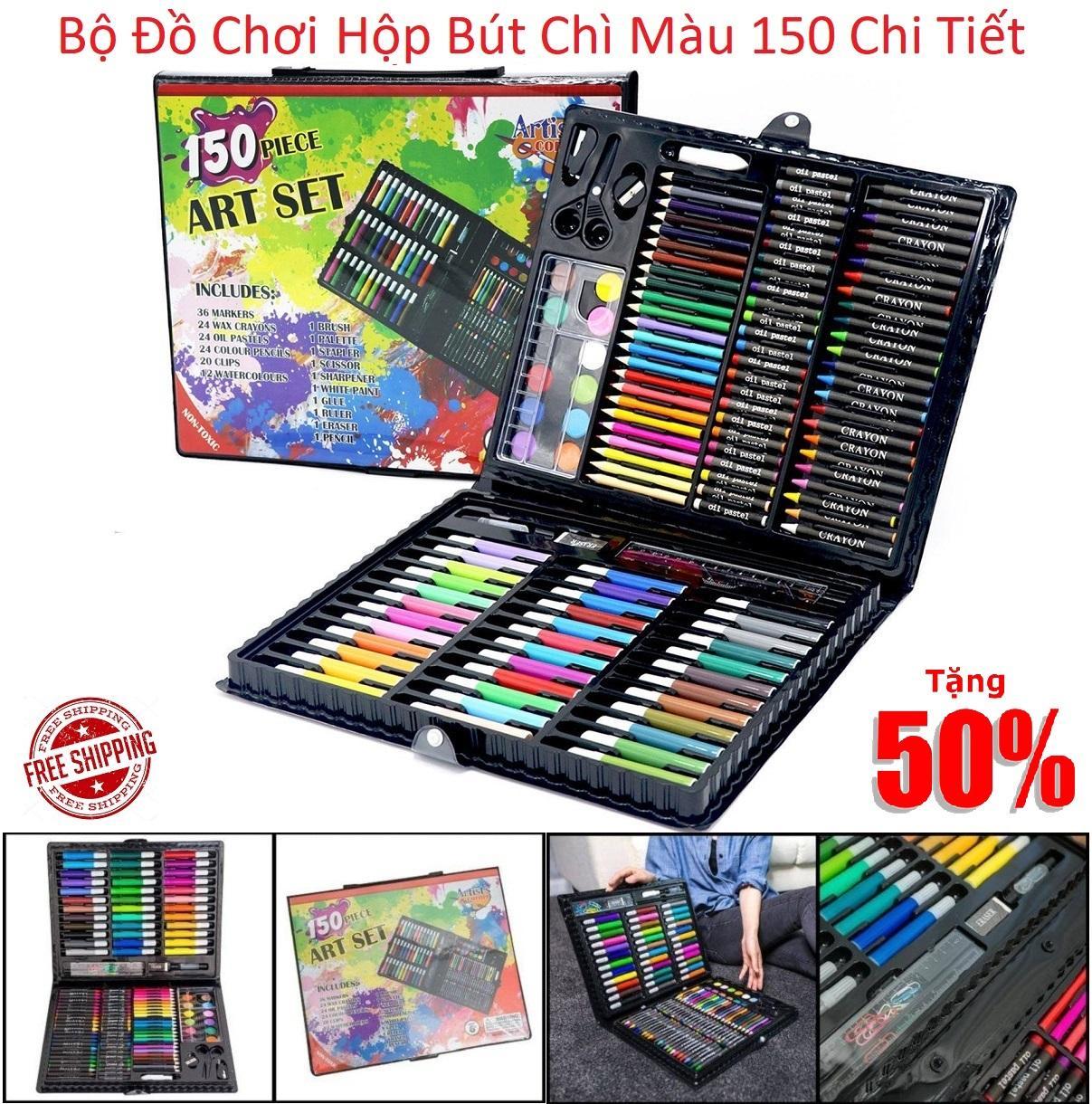 (QUÀ TẶNG CHO CON YÊU )Hộp bút màu 150 chi tiết cho bé yêu thỏa sức sáng tạo chất màu tốt thiết kế gọn gàng thông minh tiện lợi