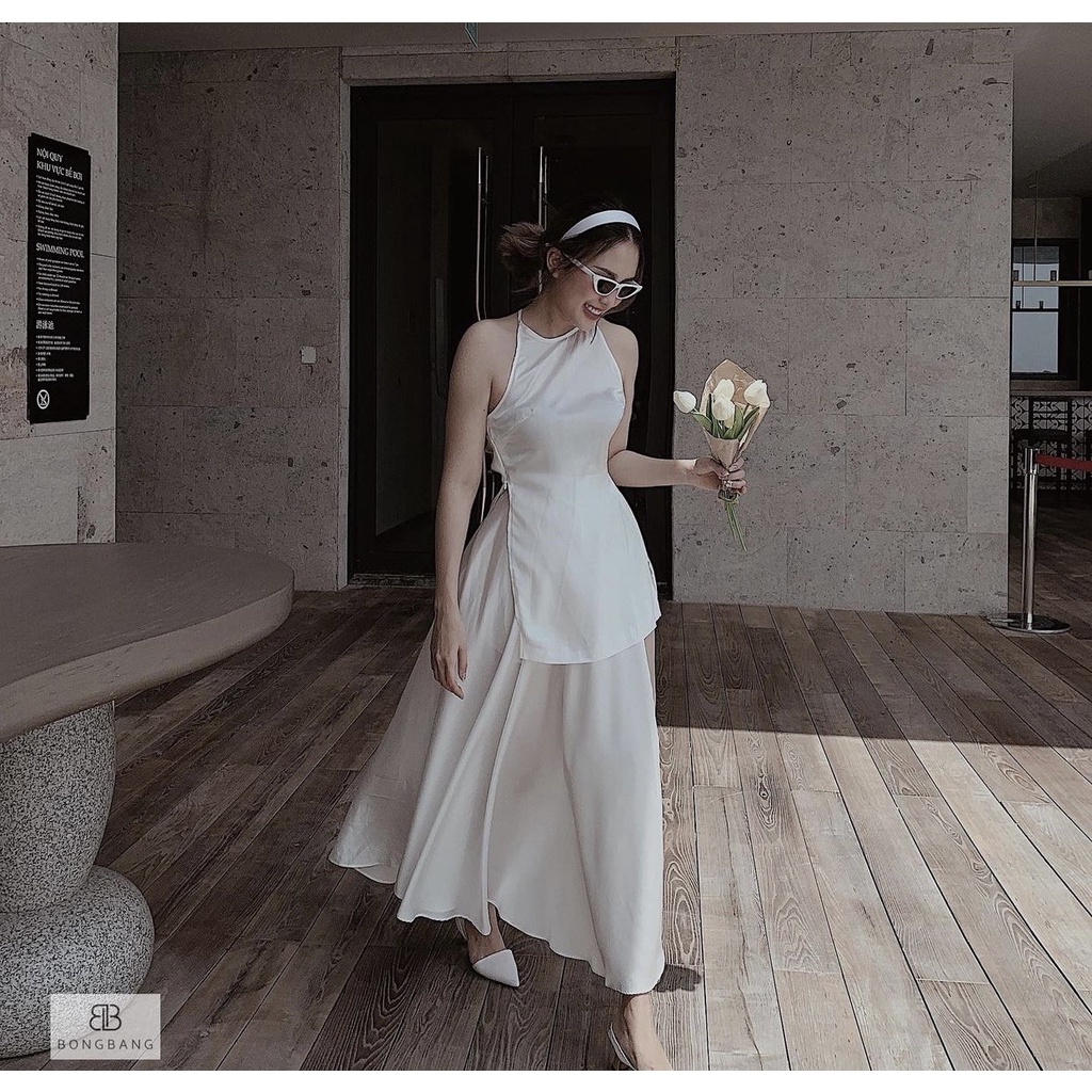 Đầm maxi đi biển Phi Satin Có Sẵn