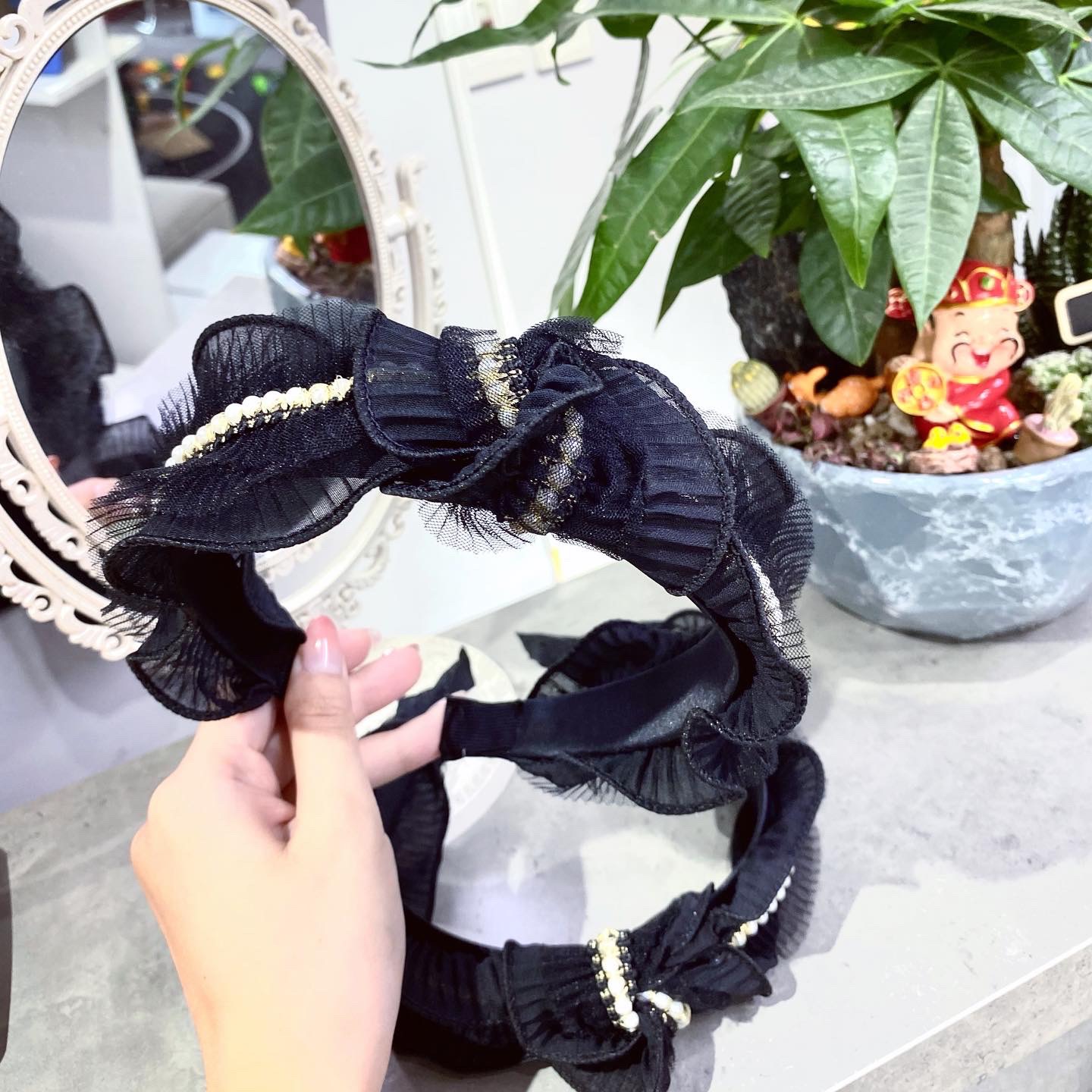 Bờm cài tóc voan bèo tiểu thư