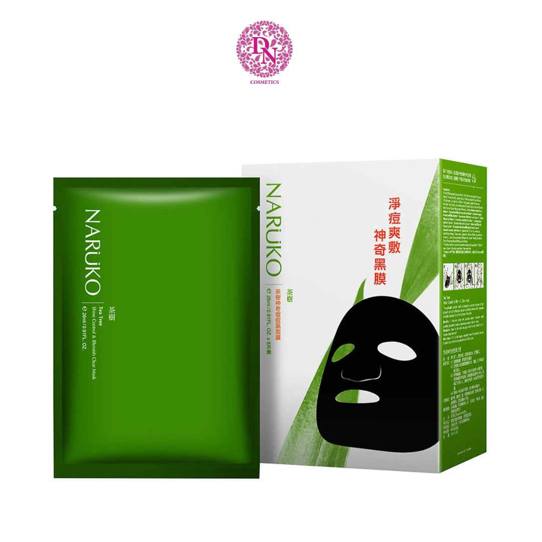 Mặt nạ tràm trà Naruko Tea Tree Shine Control And Blemish Clear Đài Loan (1 Miếng Lẻ)