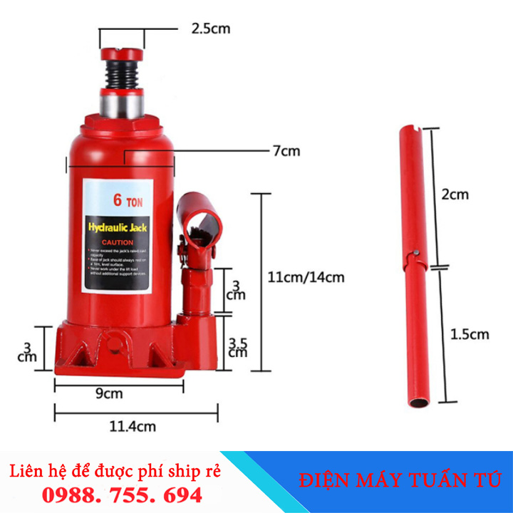 CON ĐỘI THỦY LỰC 6 TẤN - KÍCH THỦY LỰC 6 TẤN