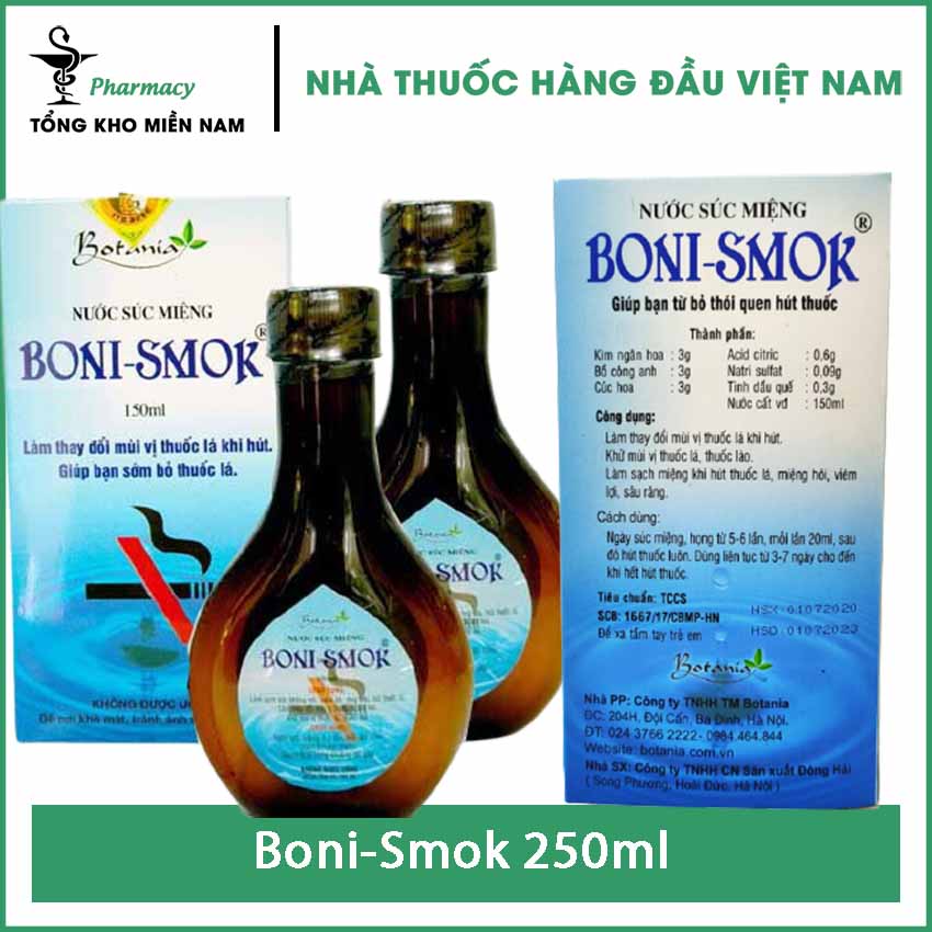 Boni-Smok Chai 250ml nước súc miệng chính hãng 100% - Tổng Kho Miền Nam