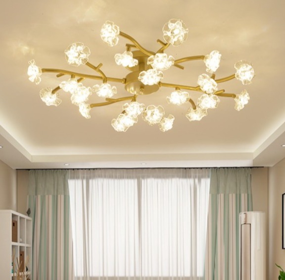 Đèn chùm PAKER cánh hoa 3 màu ánh sáng trang trí nội thất hiện đại - kèm bóng LED chuyên dụng