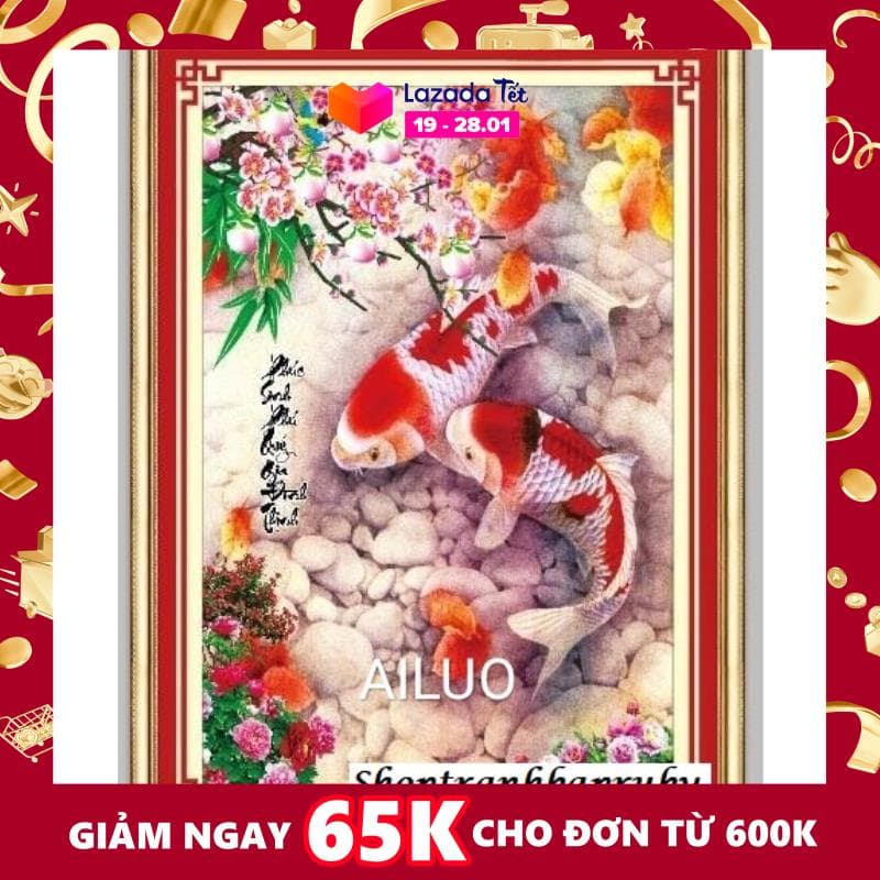[HCM]Tranh thêu Phúc Sinh Phú Quý Gia Đình Thịnh 53580 kích thước 52 x 72 cm