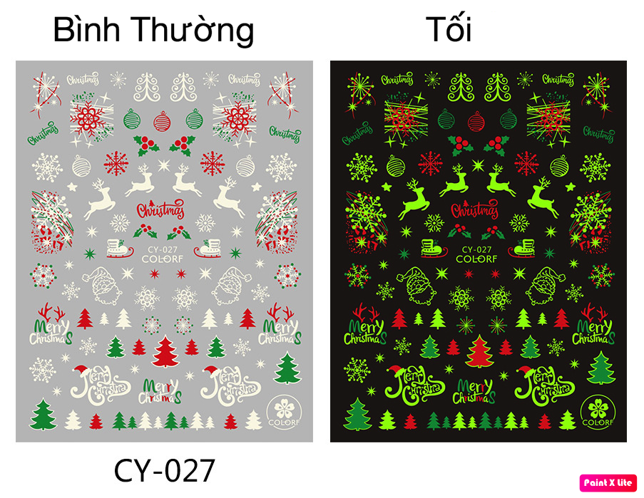 Sticker Noel Dạ Quang Trang Trí Móng CY1