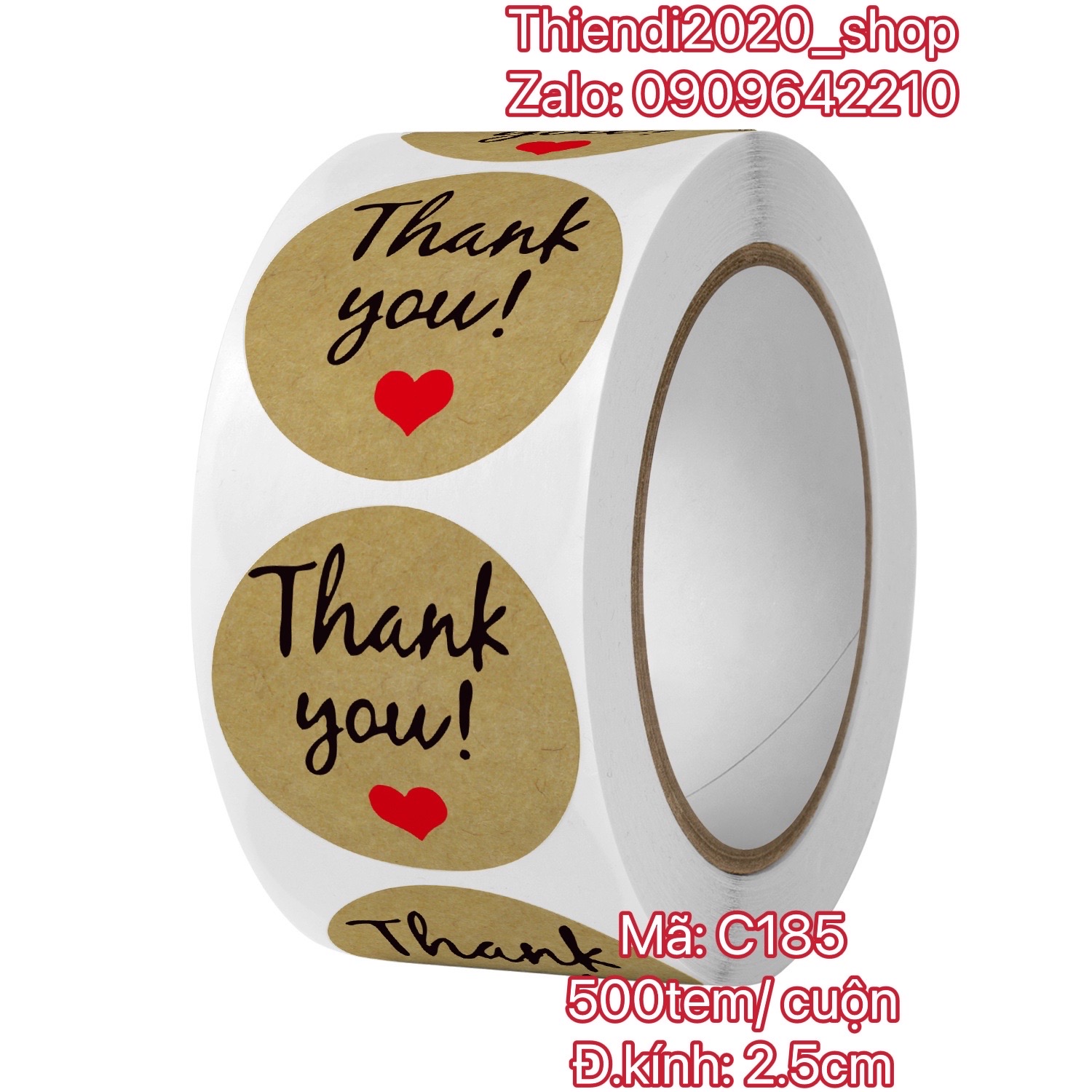TEM_STICKER-Tem chữ " Thank you" << Đ.KINH 2.5CM, 500TEM/CUON- 20 MẪU ĐẸP>>
