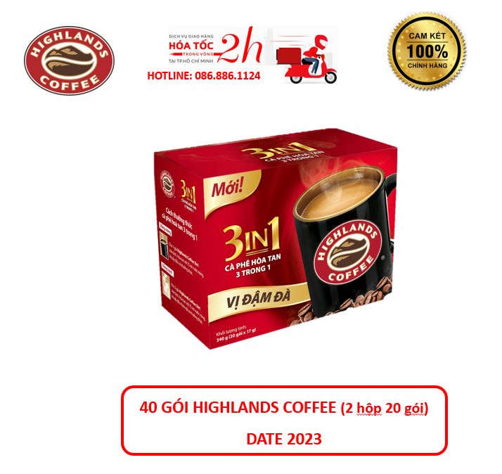 [Tết 2022] Cà Phê Sữa Highlands Coffee Cafe Hòa tan 3in1 - Hộp 20 gói - Mẫu Tết làm quà tặng