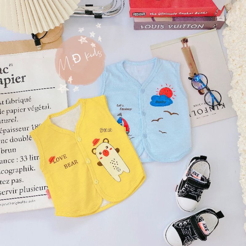 Áo gile sơ sinh vải cotton 2 lớp cho bé 3-10kg