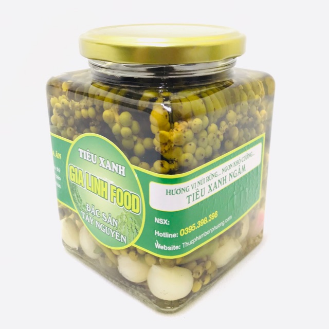 Tiêu xanh ngâm dấm tỏi cô đơn ớt chỉ thiên 500g