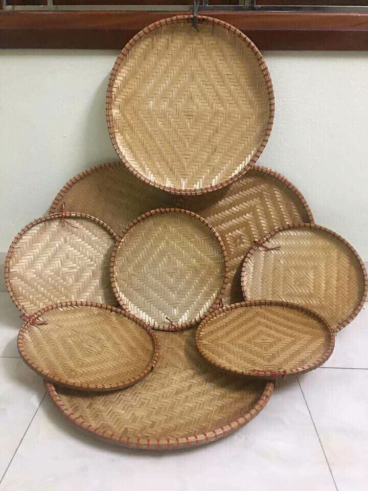 Bộ 10 mẹt tre cạp đỏ 35cm