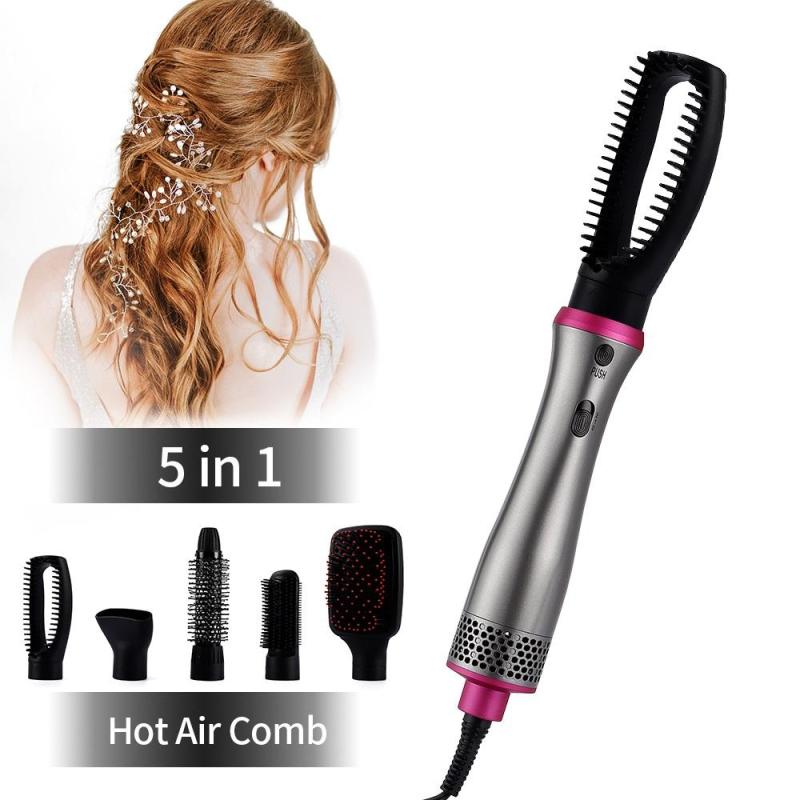 5in1 Multifunction Hair Dryer Hot Air Brush Kit Negative lonic Eliminate frizzing Roller Rotate Hair Styler Comb Styling Curling cao cấp