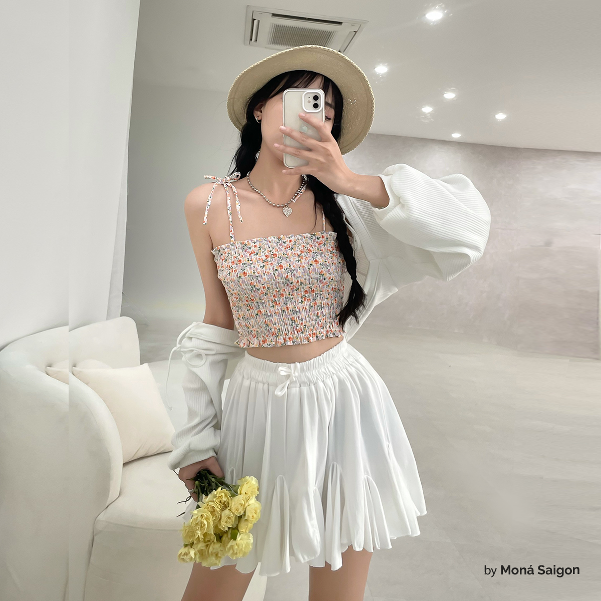 [VOUCHER 12%/149K] Áo ống hoa nhí MONÁ - GEM