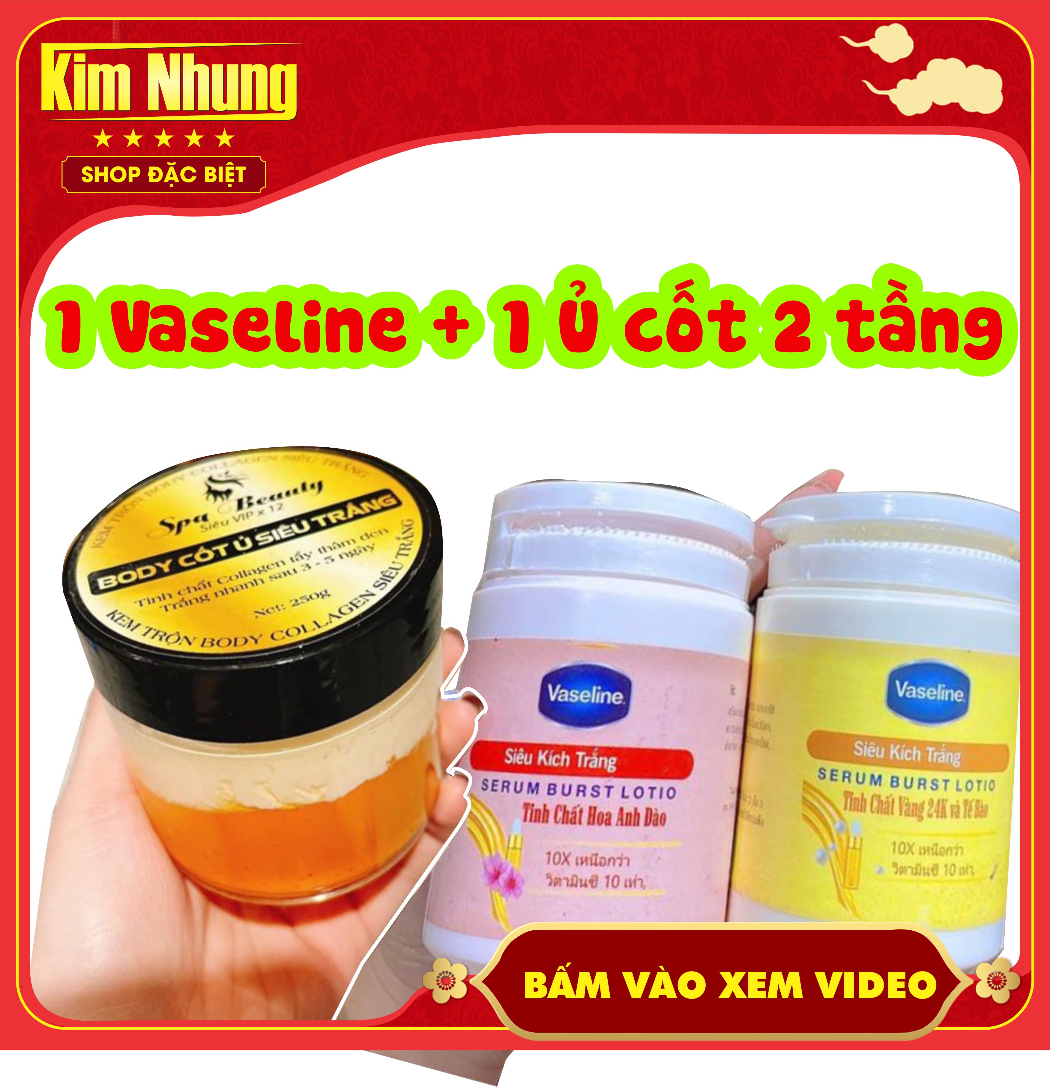 Combo Siêu Kích Trắng Gồm Kem Body Cốt Ủ Siêu Trắng + Kem Kích Trắng Abutine C3C+ kích trắng vaseline x10