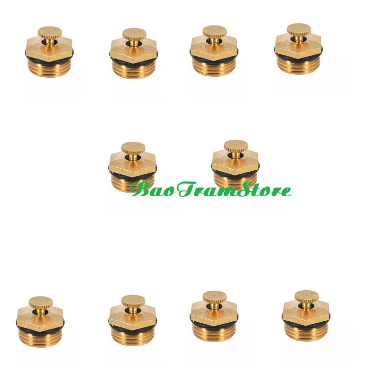 Set 10 Vòi phun sương bằng đồng, điều chỉnh được lượng nước, ren xoáy 21mm