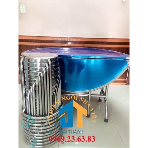 Bàn tròn inox 1m2 hàng cao cấp