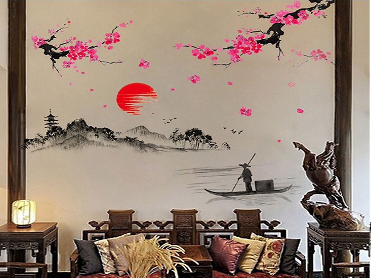 DECAL DÁN TƯỜNG TẾT TRANH SƠN THỦY 2