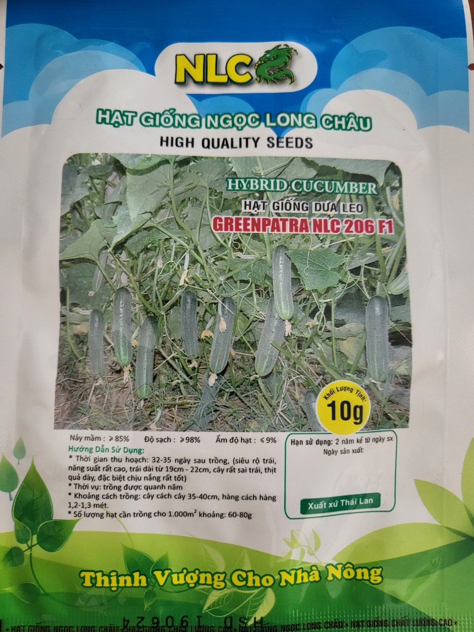 Hạt giống dưa leo greenpatra nlc 206 f1 ngọc long châu