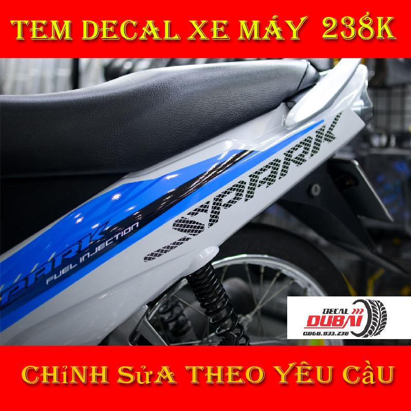 Tem Trùm Dán Xe Sirius Xanh Bạc Spark