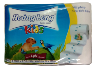 Lốc 6 cuộn giấy vệ sinh cao cấp Hoàng Long Kid thumbnail