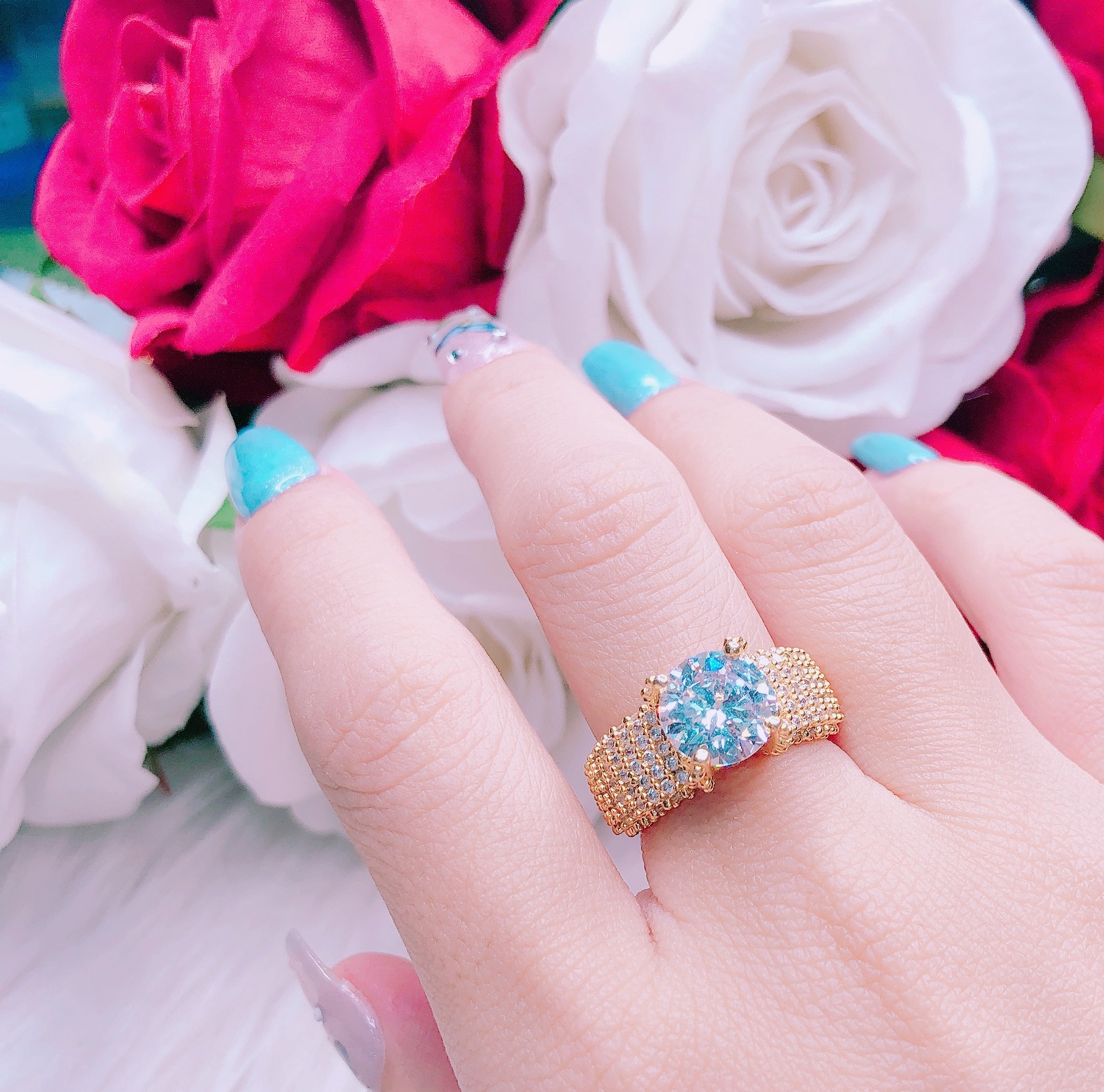 [HCM]Nhẫn nữ đẹp mạ vàng 18k nhẫn dát vàng thật cao cấp đính đá pha lê sáng siêu rực rỡ lung linh hoa văn quyến rũ thiết kế sang trọng thời trang Trang Sức Miga NL094 - đeo đi đám cưới vô cùng quý p