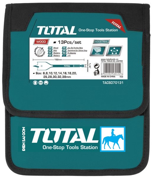Bộ 13 mũi khoan gỗ đầu dẹp Total TACSD70131