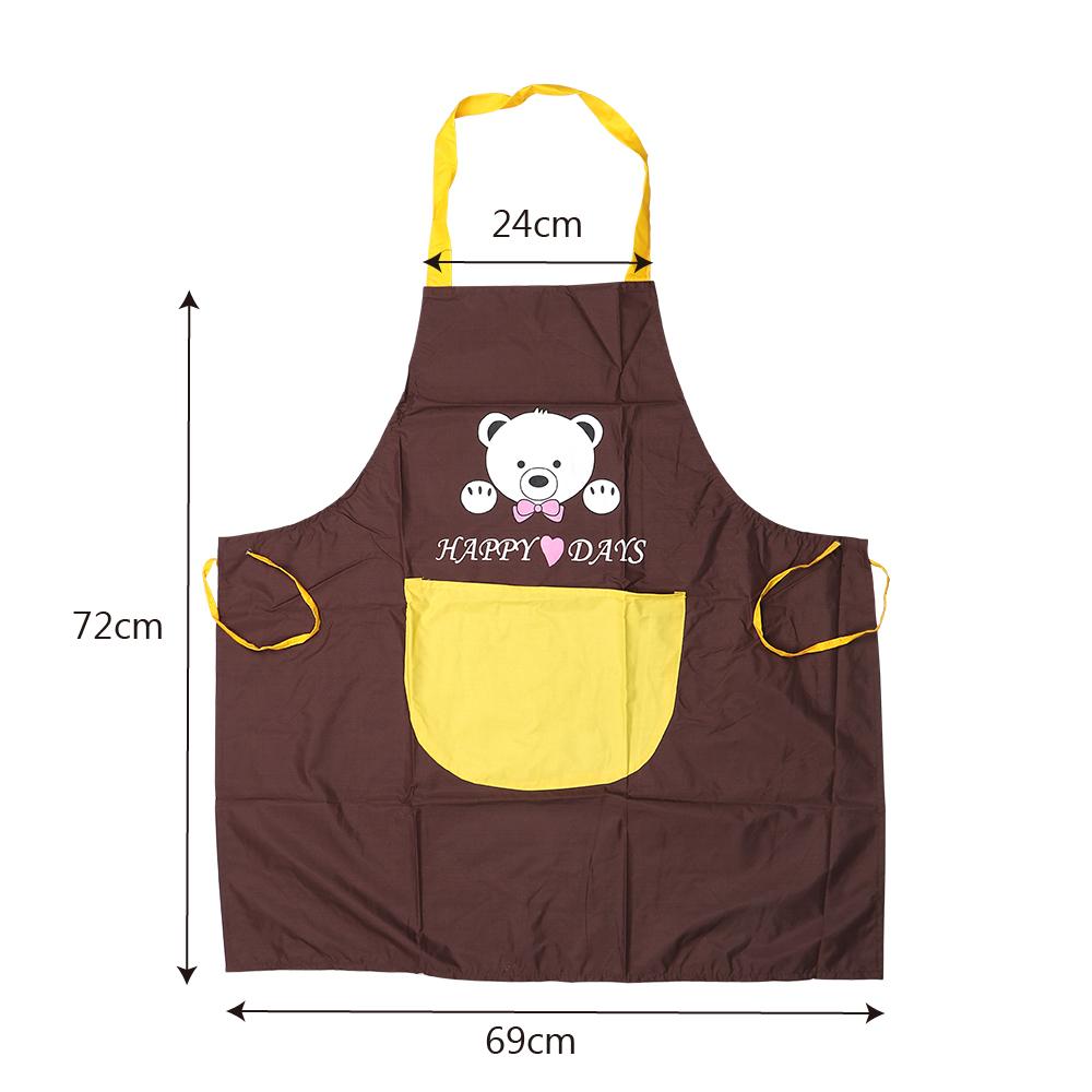 Home Kitchen Chef Restaurant Waiter Apron Greasy Dirt Proof Water Proof Cute Cartoon Bear Microfiber Aprons for Baking Cooking Apron With Pockets